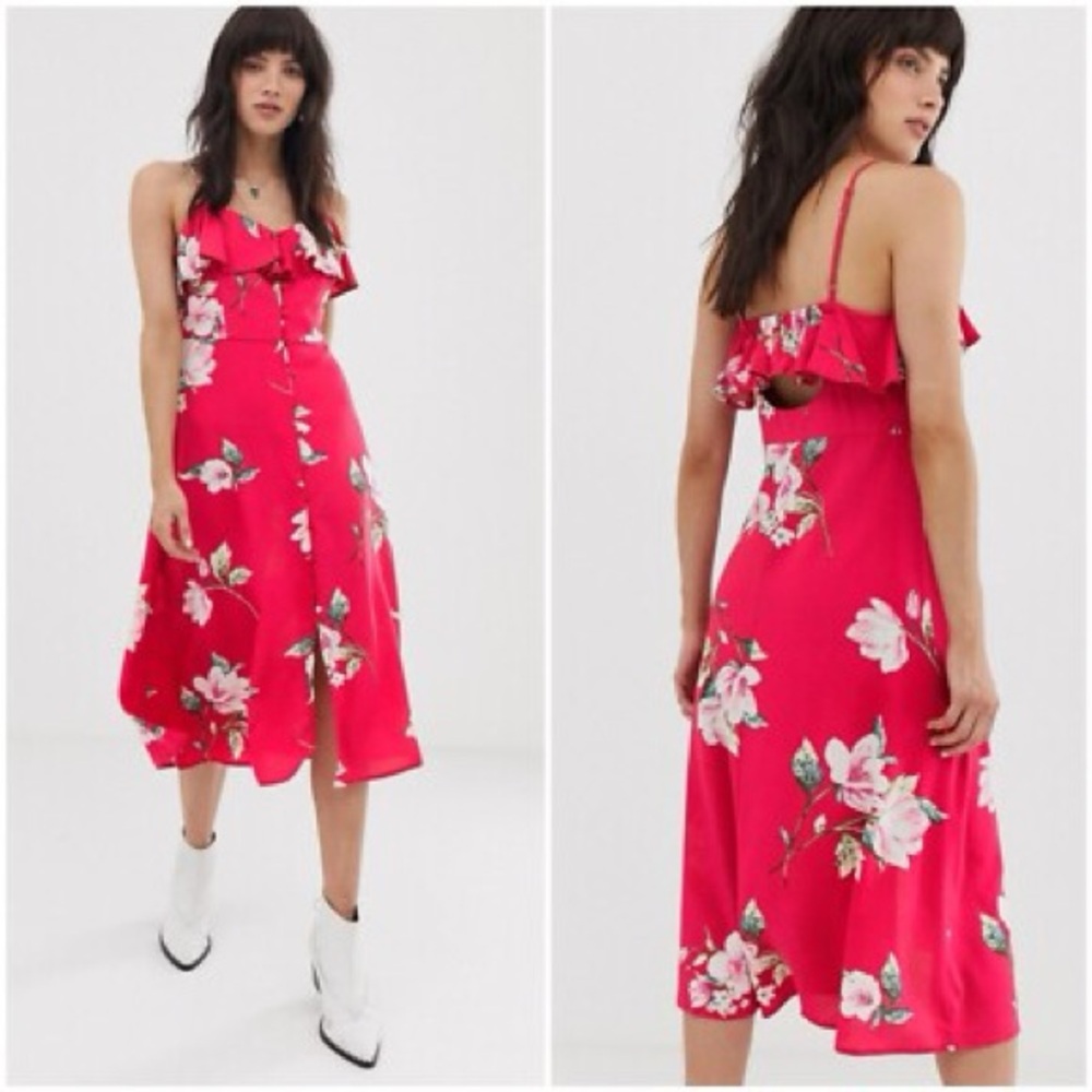 Band of Gypsies Button Up Stappy Ruffle Floral Dress